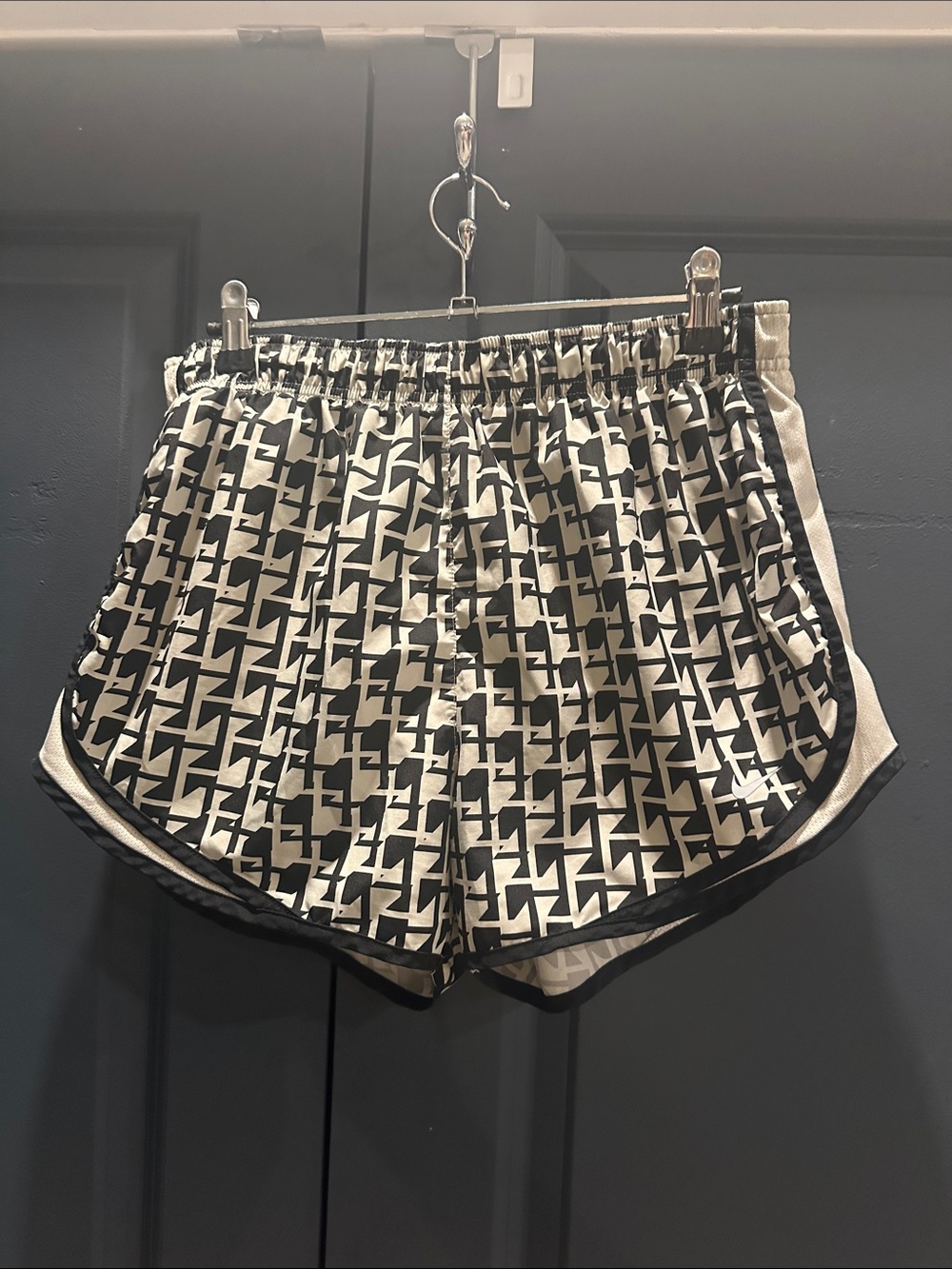 Nike Black and White Patterned Athletic Shorts